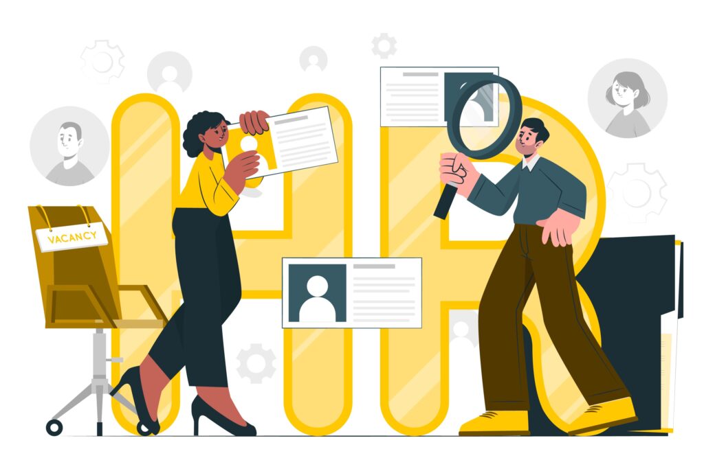 Headhunting Illustration – moderne Personalgewinnung mit Lebensläufen und Bewerbern